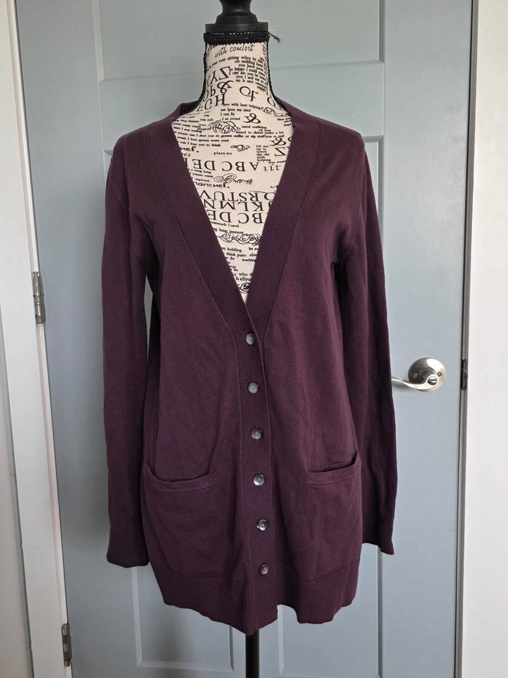 Eddie Bauer Cotton Cashmere Longline V-Neck Cardigan Sweater Womens Medium